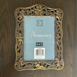 VTG 5x7 Ornate Cherub Bronze-Tone Picture Frame